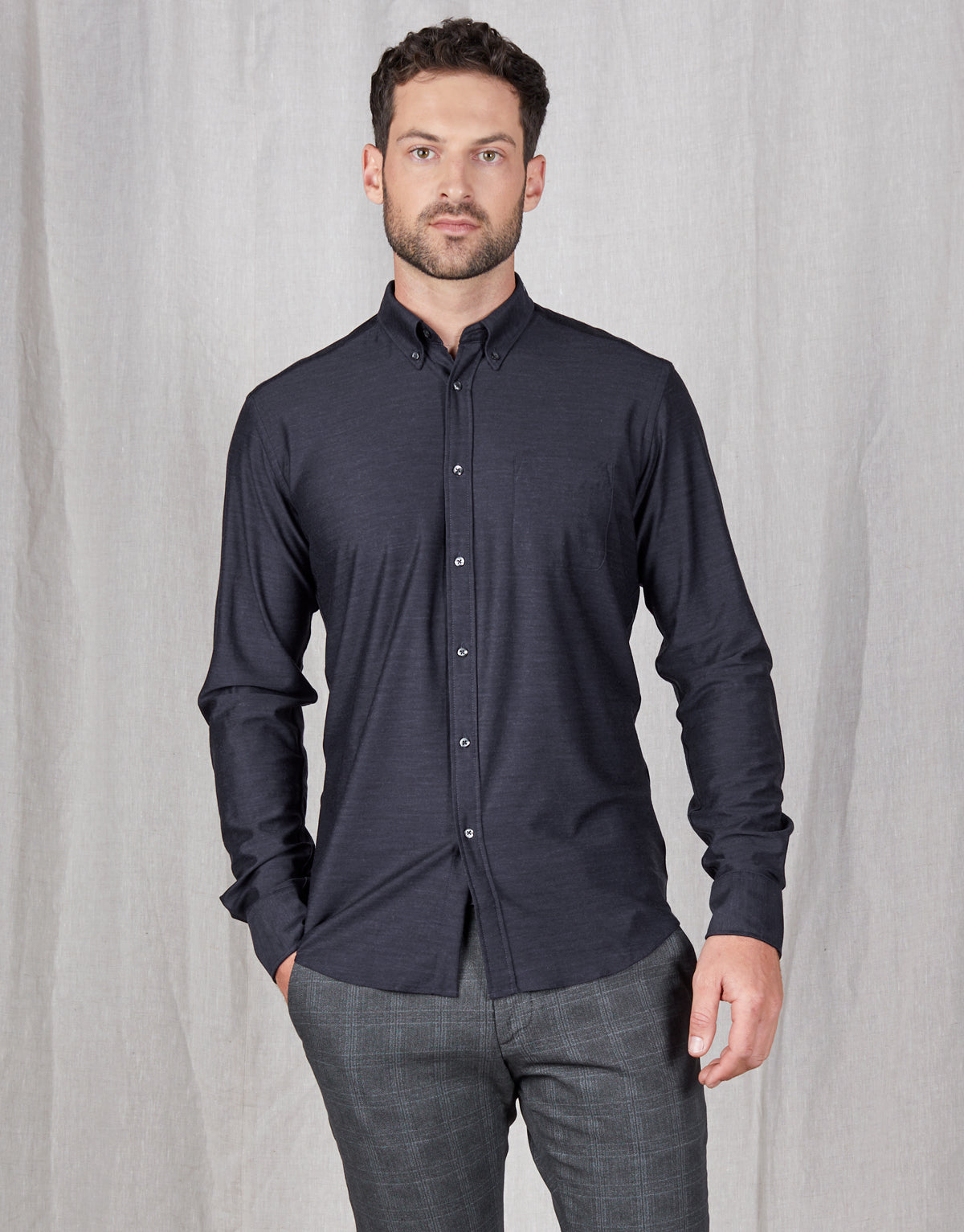 Ohope Navy Merino Wool Shirt