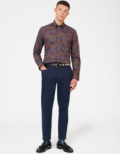 Ben Sherman Patlıcan Paisley Baskılı Gömlek