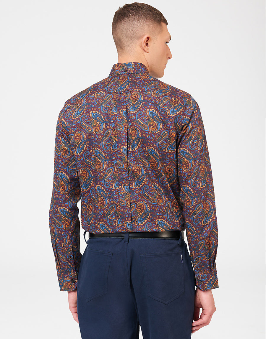 Ben Sherman Patlıcan Paisley Baskılı Gömlek