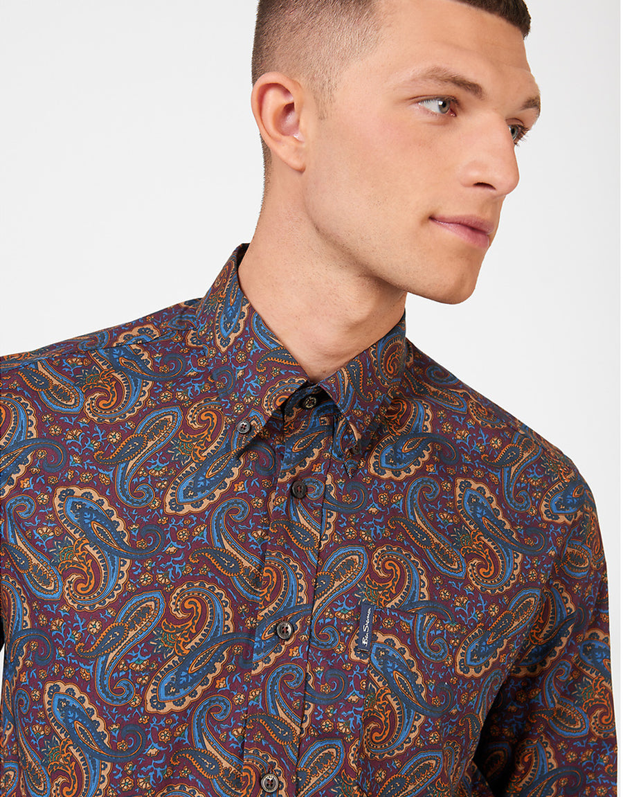 Ben Sherman Patlıcan Paisley Baskılı Gömlek