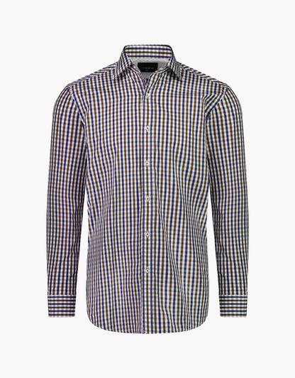 London Brown Navy & White Check Shirt