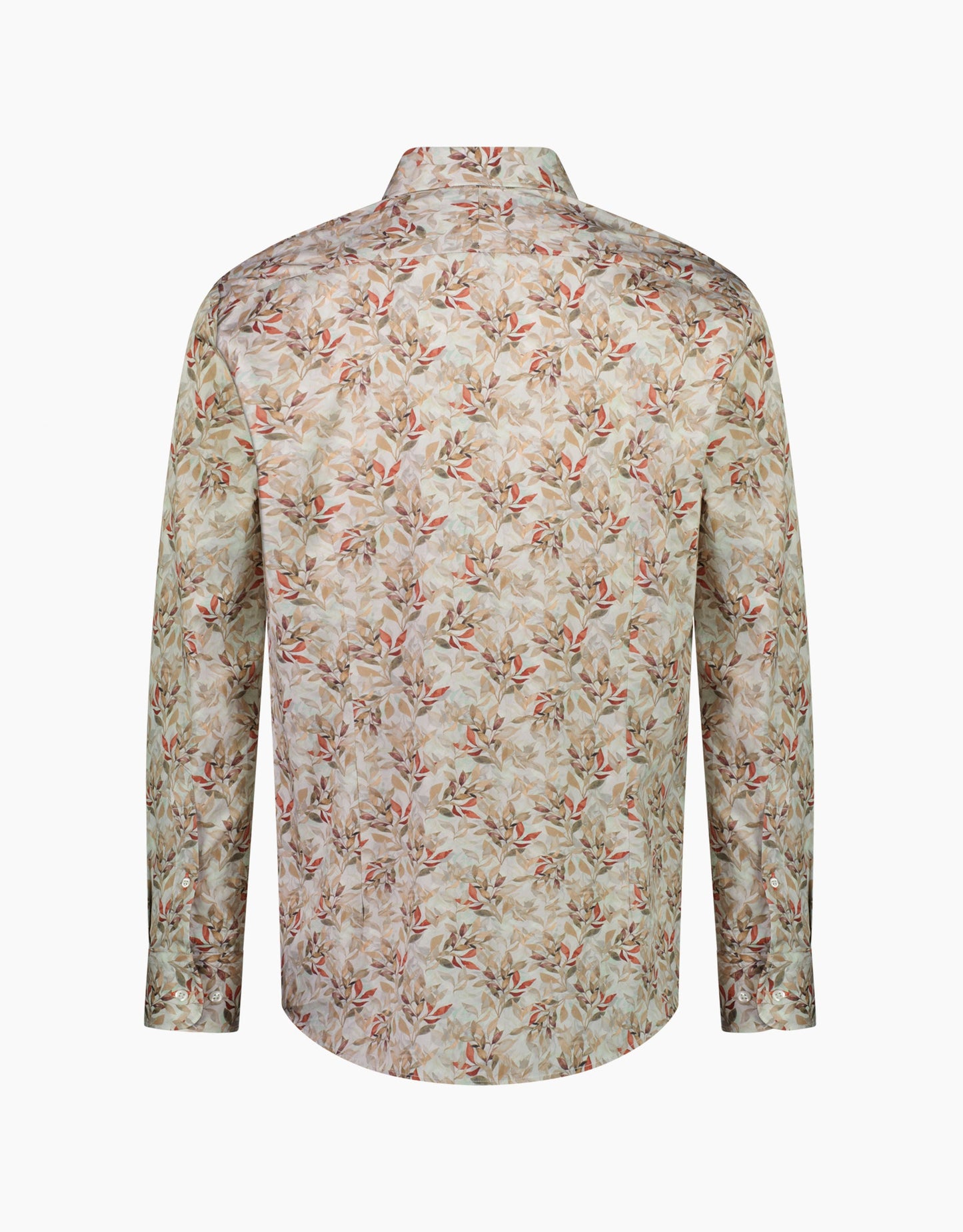 Barbican Beige & Red Leaf Print Shirt