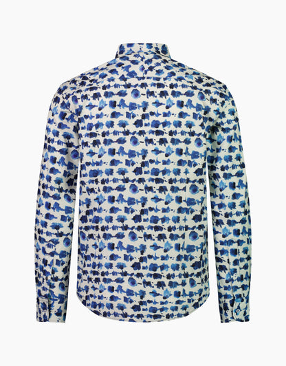 Ohope Blue & White Watercolour Print Shirt