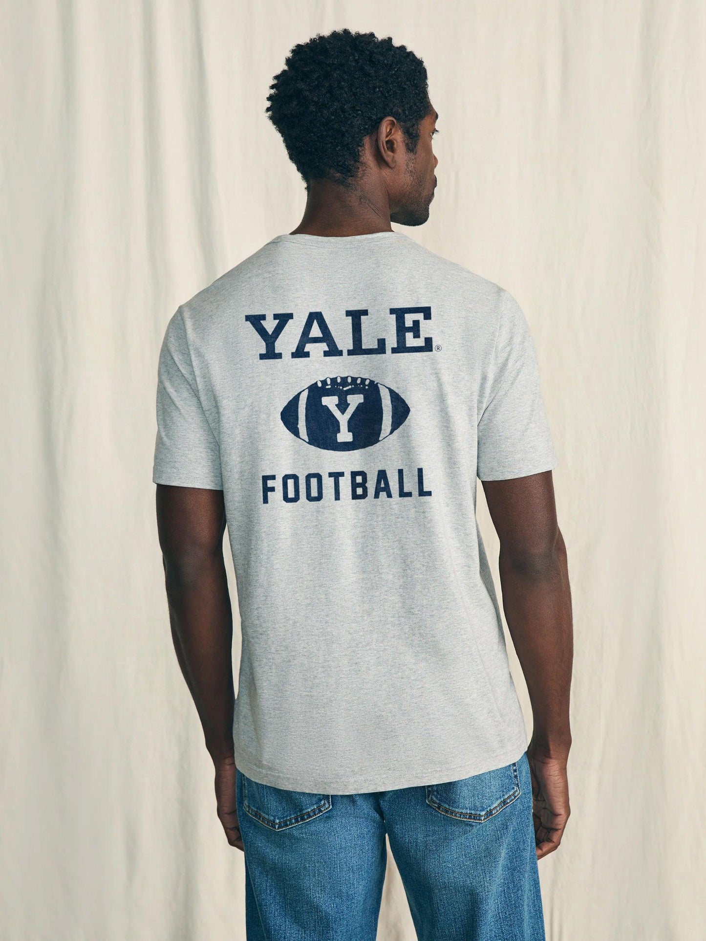 Güneşte Yıkanmış Yale Logo Cepli Tişört - Heather Grey