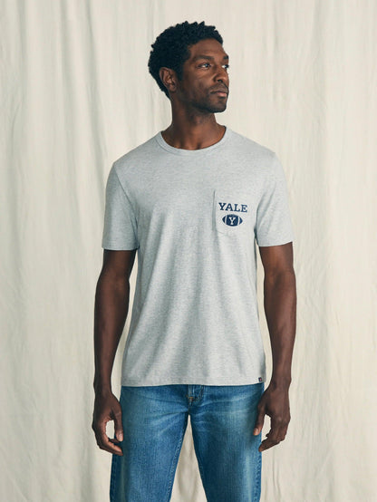 Güneşte Yıkanmış Yale Logo Cepli Tişört - Heather Grey