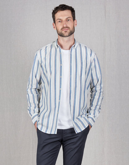 Ohope Blue & Red Stripe Shirt