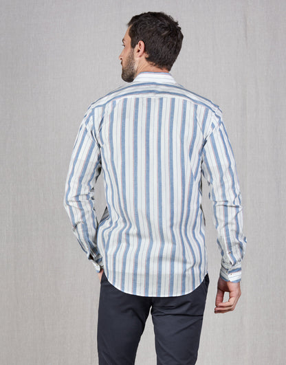 Ohope Blue & Red Stripe Shirt