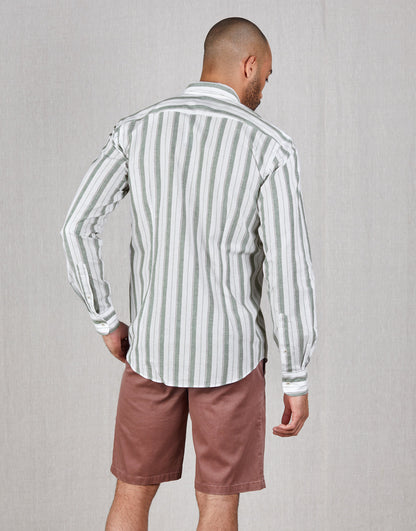 Ohope Green & Brown Stripe Shirt