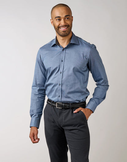 Barbican Blue & Black Textured Shirt