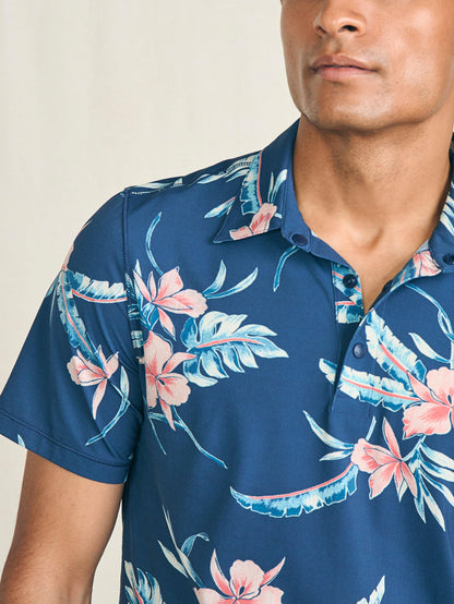 Shorelite Kısa Kollu Tech Polo - Navy Island Orchid